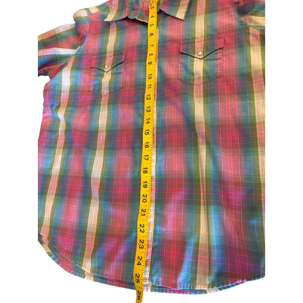 Wrangler Kids Plaid Western Snap Shirt Short Sleeve Size L - Picture 7 of 8